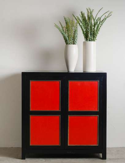 Picture of FOUR PANEL ARMOIRE - RED LACQUER