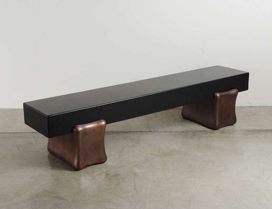 Picture of BENCH W/ PILLOW BASES - BLACK LACQUER
