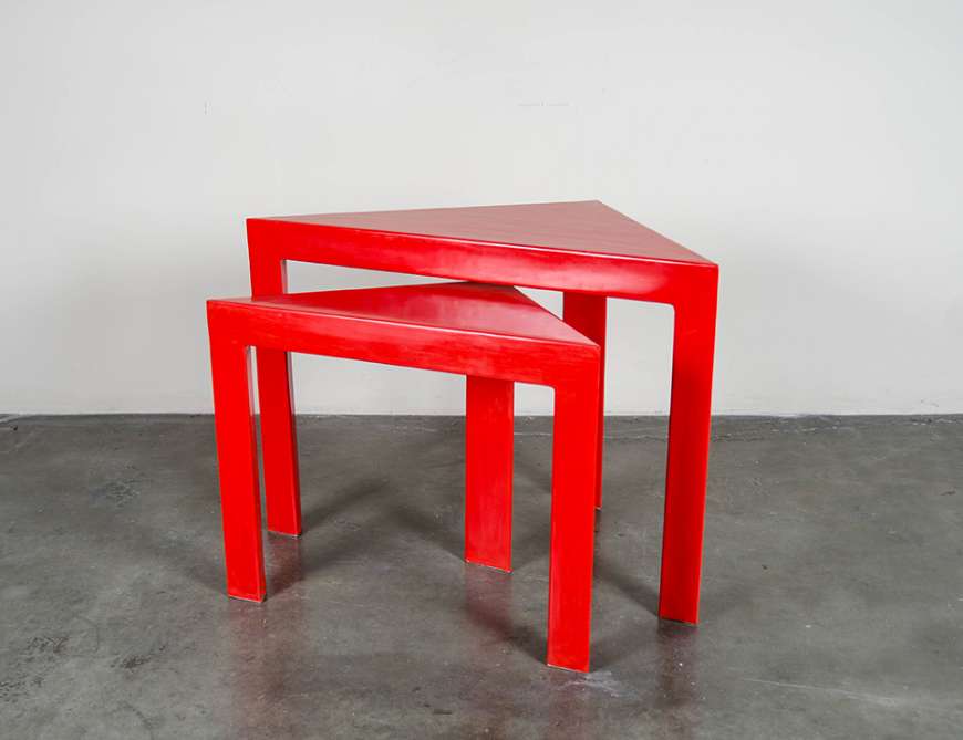 Picture of CORNER NESTING TABLE - RED LACQUER