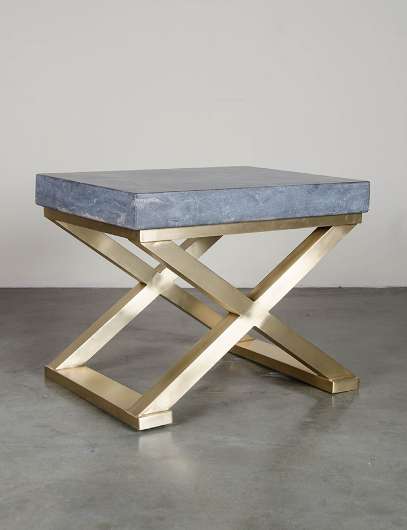 Picture of BRASS CROSS LEG TABLE W/ STONE TOP