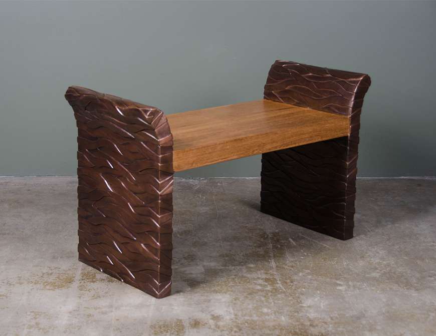 Picture of BARK DESIGN VANITY CHAIR W/ WOOD SEAT