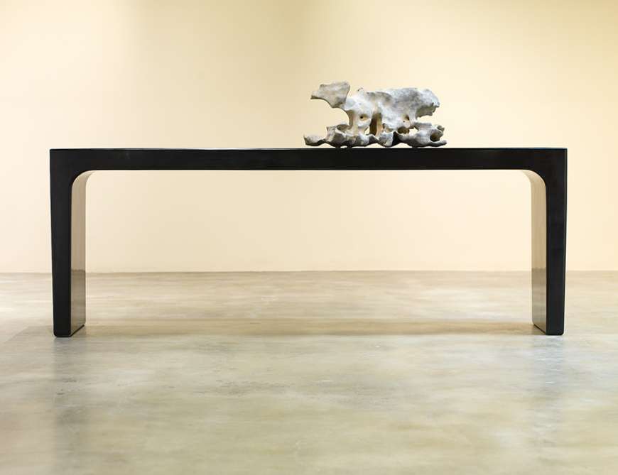 Picture of BLACK LACQUER CONSOLE W/ ARCHED CORNERS