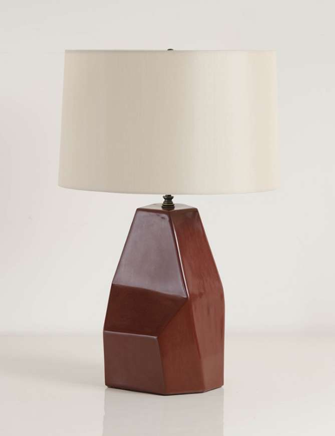 Picture of FACETED SHAN LAMP - RED BEAN LACQUER