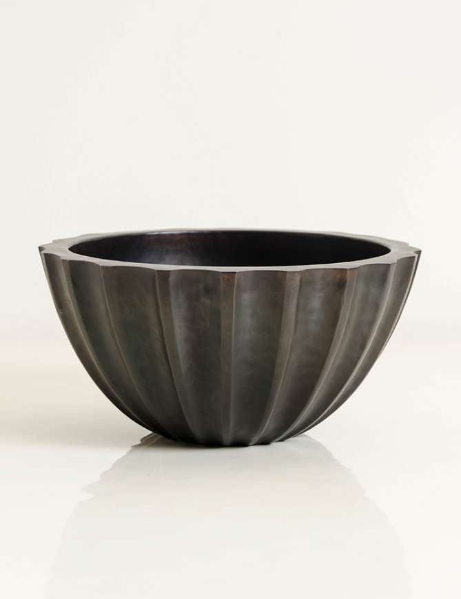 Picture of DOUBLE WALLED FACETED BOWL - BLACK COPPER